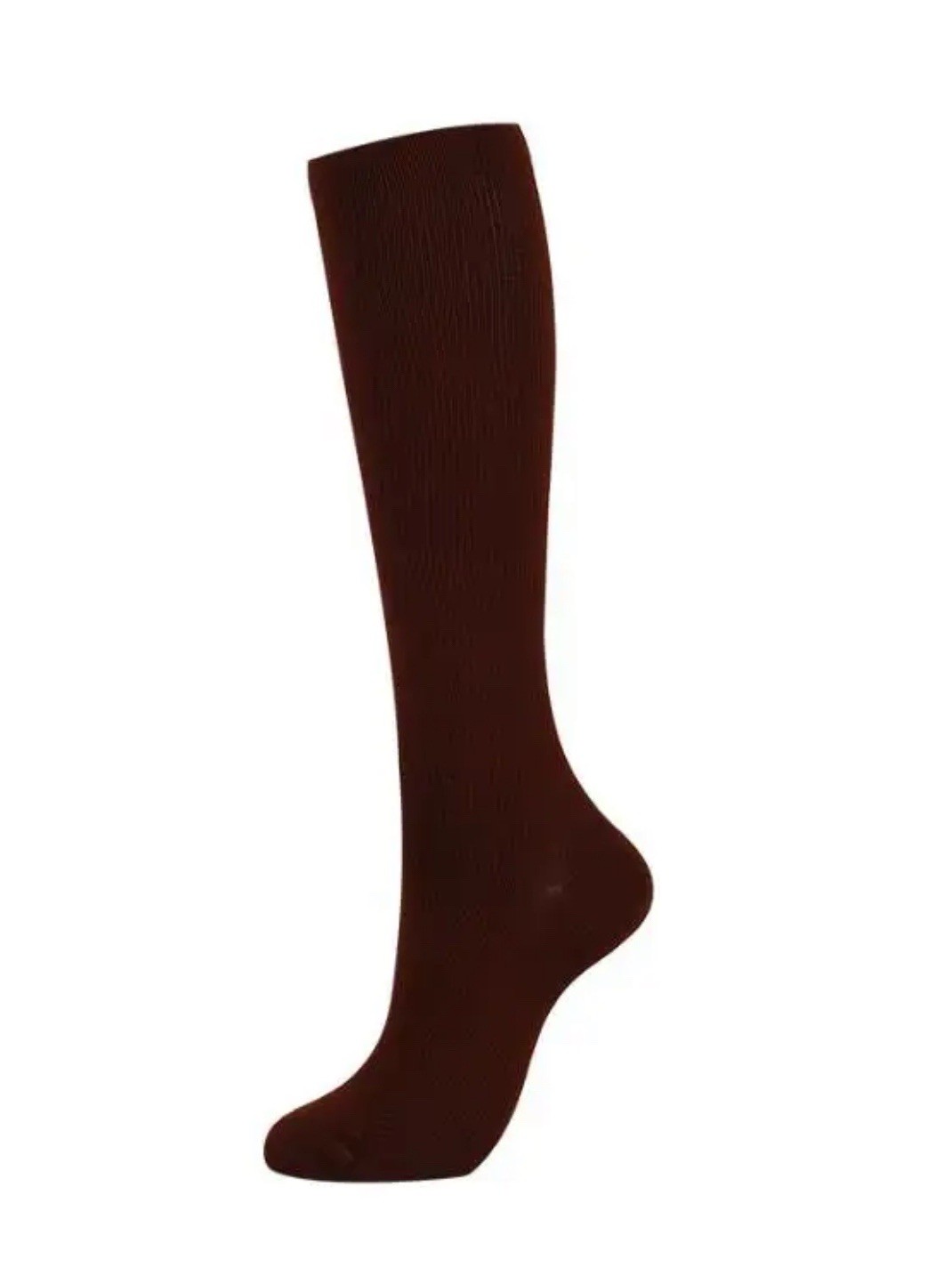 Compression Socks (1 Pair), Unisex, S/M, Knee-High, Extra Wide Calf – brown