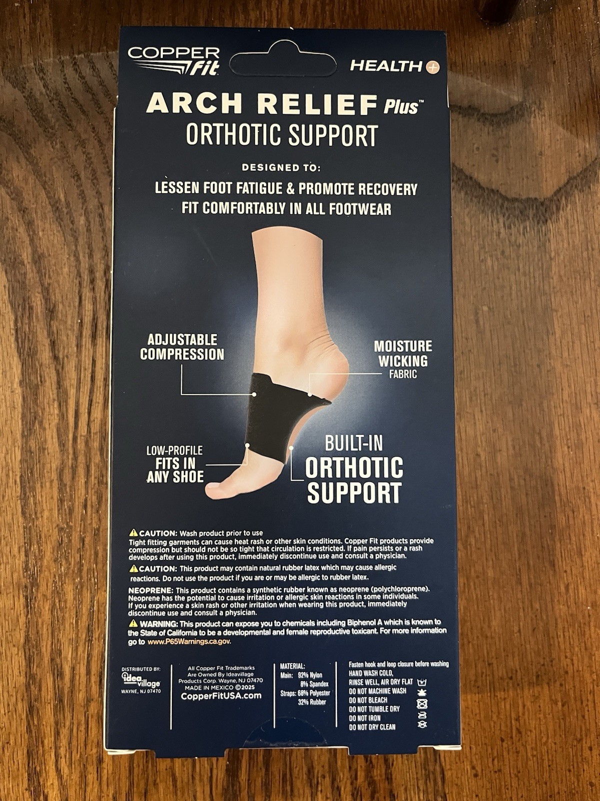 Copper Fit Health Unisex Arch Relief Plus with Built-In Orthotic Support – Black