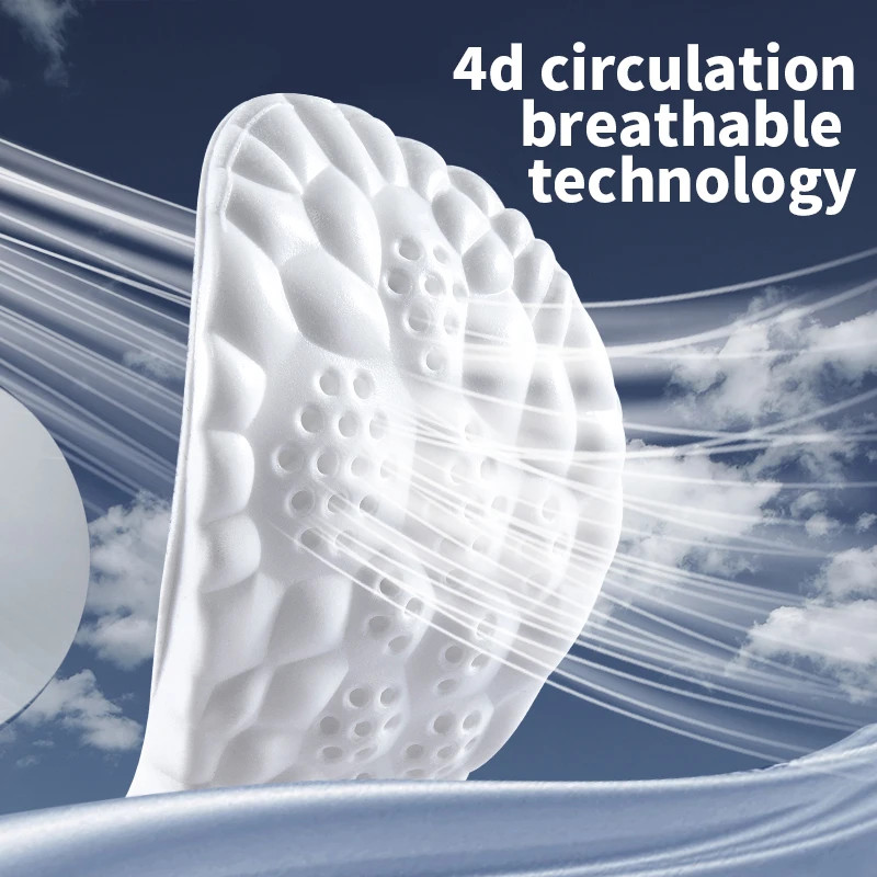4D Cloud Technology Sports Insoles for Shoes PU Sole Soft Breathable Shock Absor