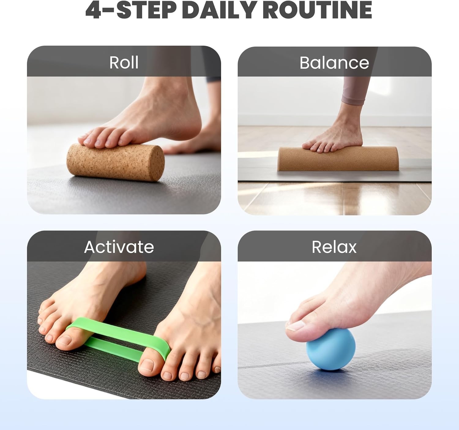 Balance Board for Foot & Ankle Strength – Dual Half-Cylinder Trainer with Roller