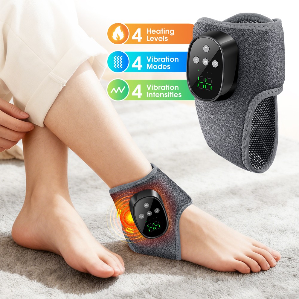 Cordless Ankle 4 Mode Heating & Vibration Ankle Massager Wrap for Pain Relief