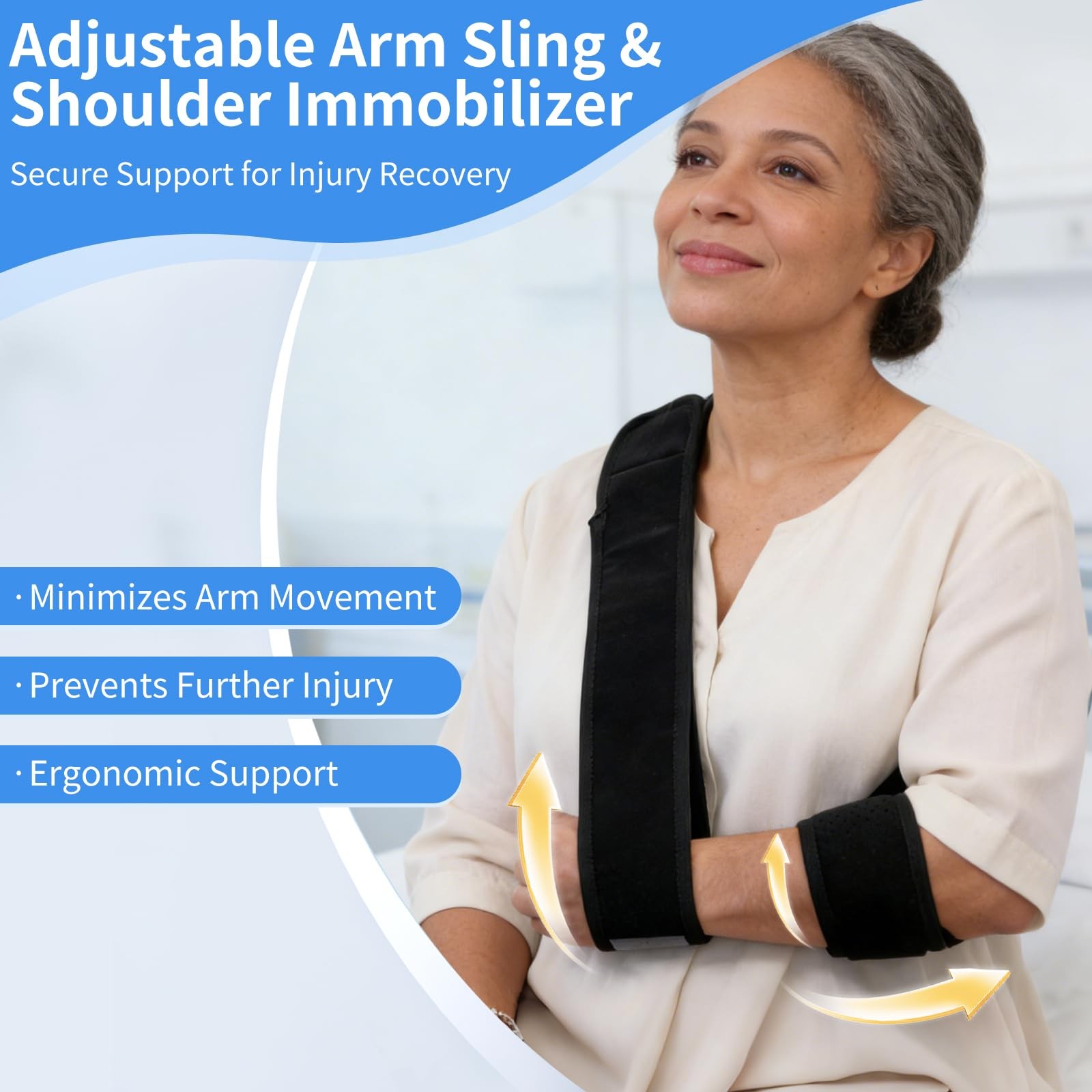 Black Adjustable Arm Sling Shoulder Immobilizer Broken Collarbone Support