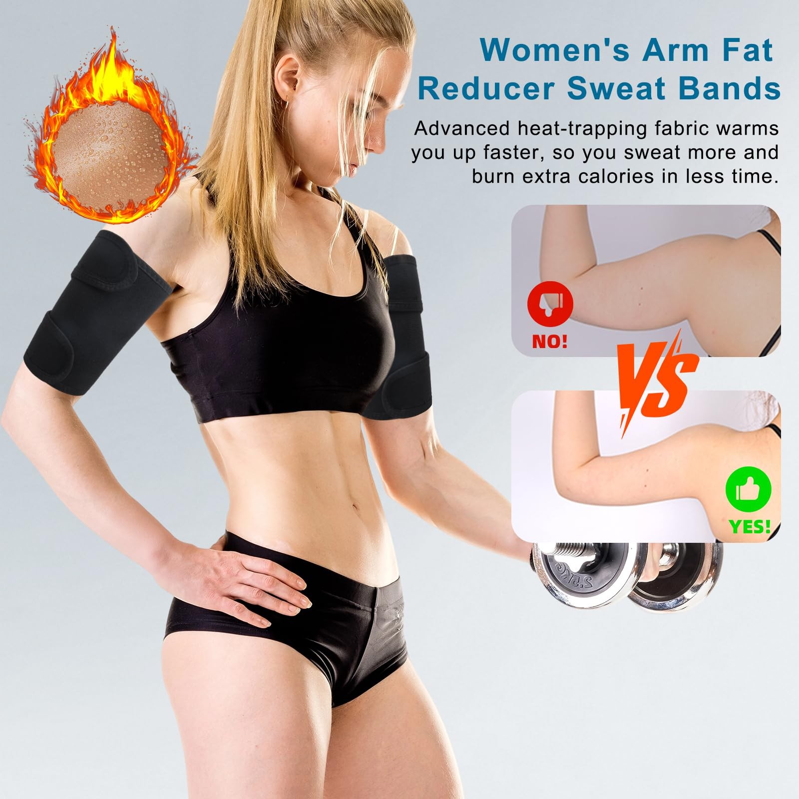 Sauna Upper Arm Trimmer Wraps for Women Weight Loss Sweat Slimmers Bands Arm …