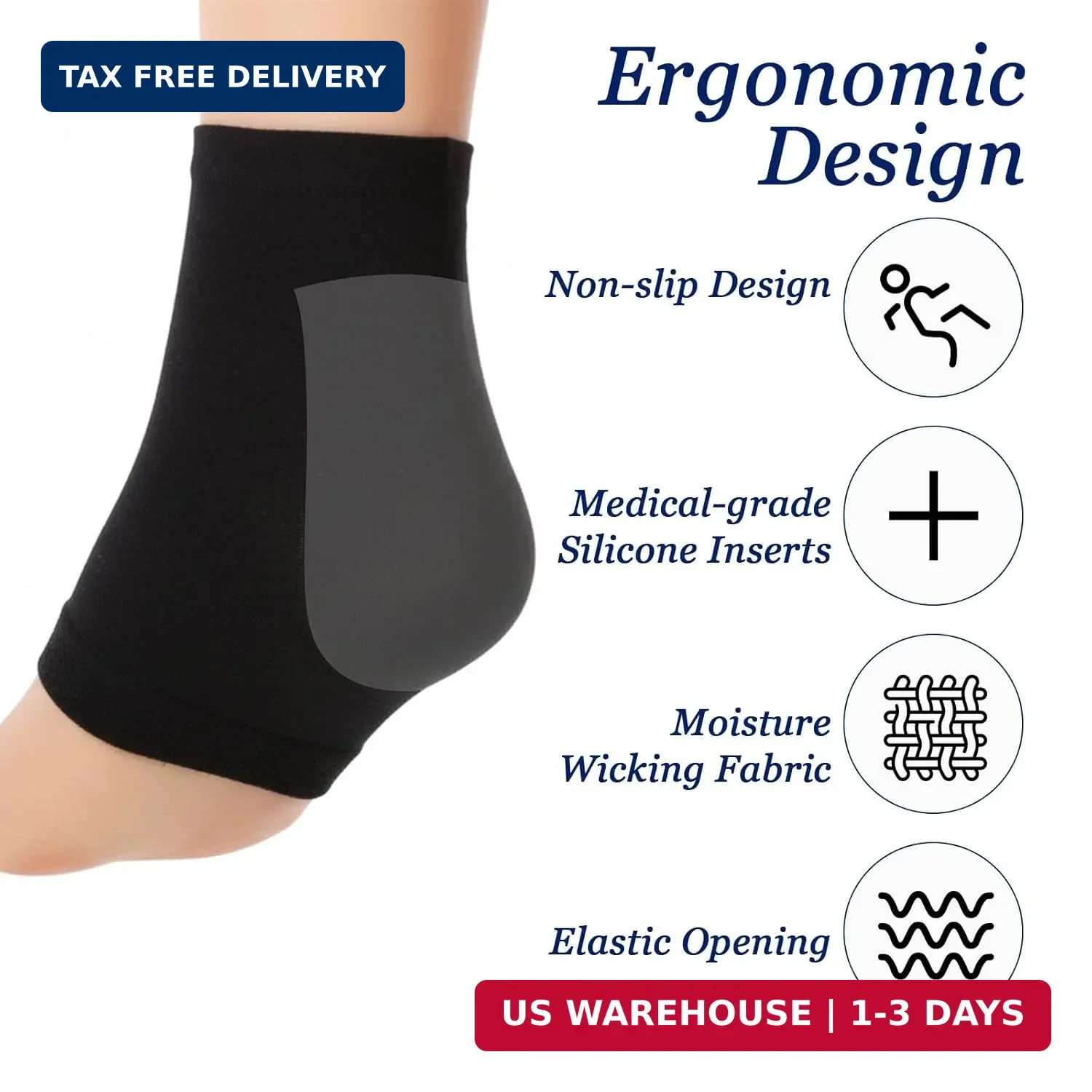 2 Pcs Achilles Tendon Heel Protector Compression Padded Sleeve Socks Premium Gel