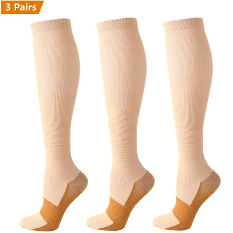 3 Pairs Compression Socks Pain Relief Calf Leg Foot Support Stocking Copper High
