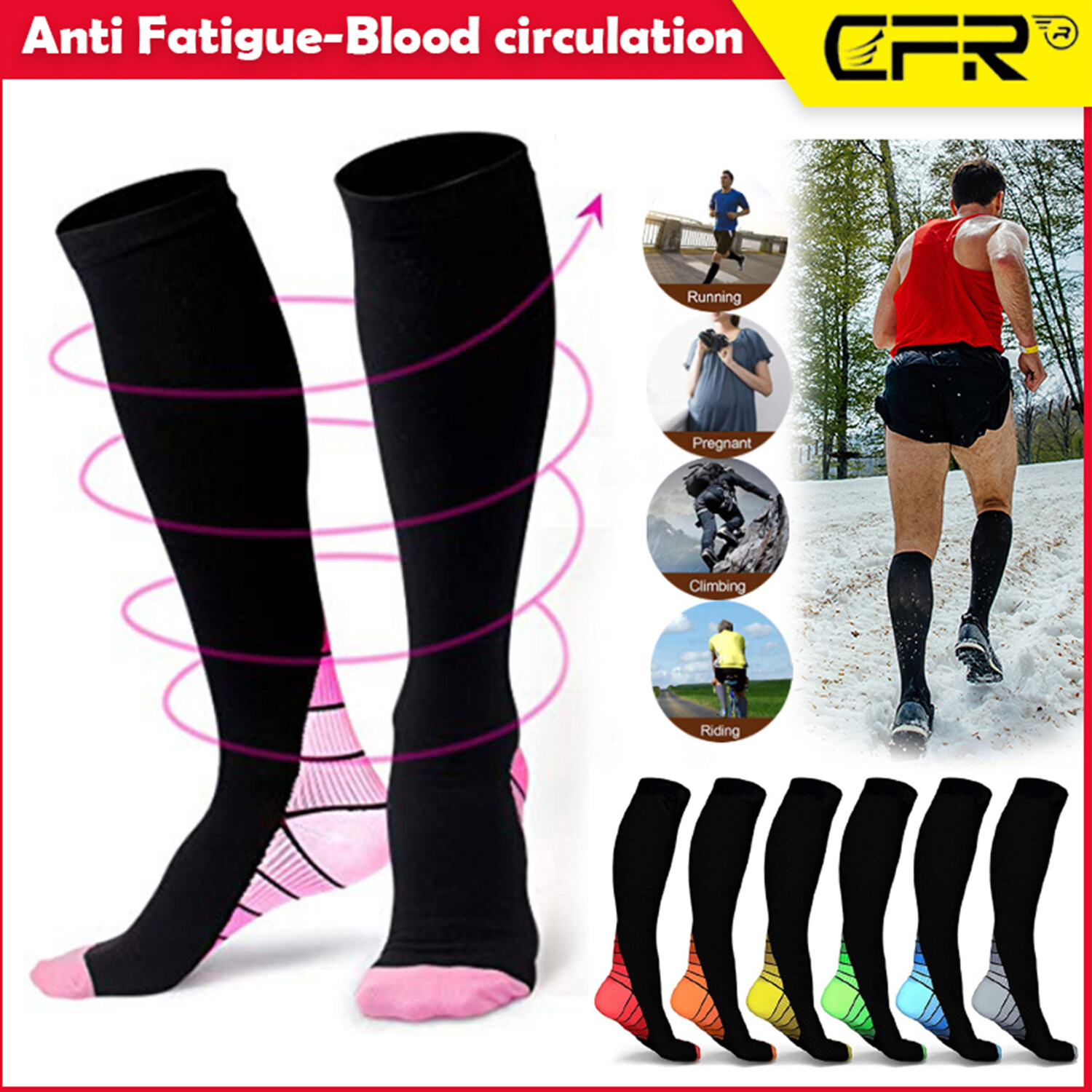 Compression Socks Ankle Support Sports Running Anti Fatigue Varicose Stocking
