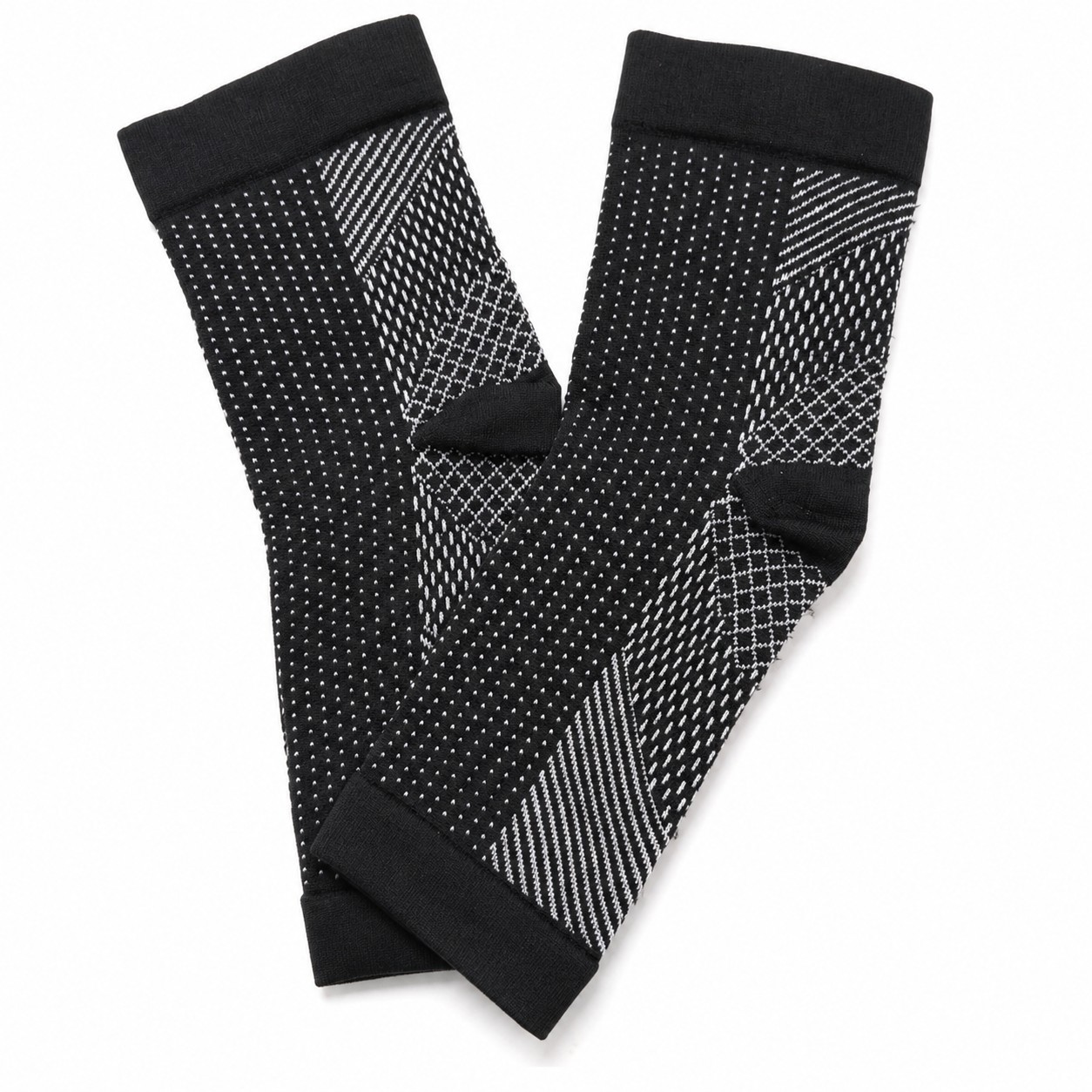 Compression Foot Sleeves Pair Arch Support Plantar Fasciitis Socks Black Unisex
