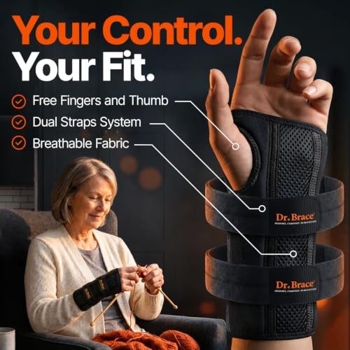 Adjustable Wrist Brace Night Support for Carpal Small/Medium (Left Hand) Black