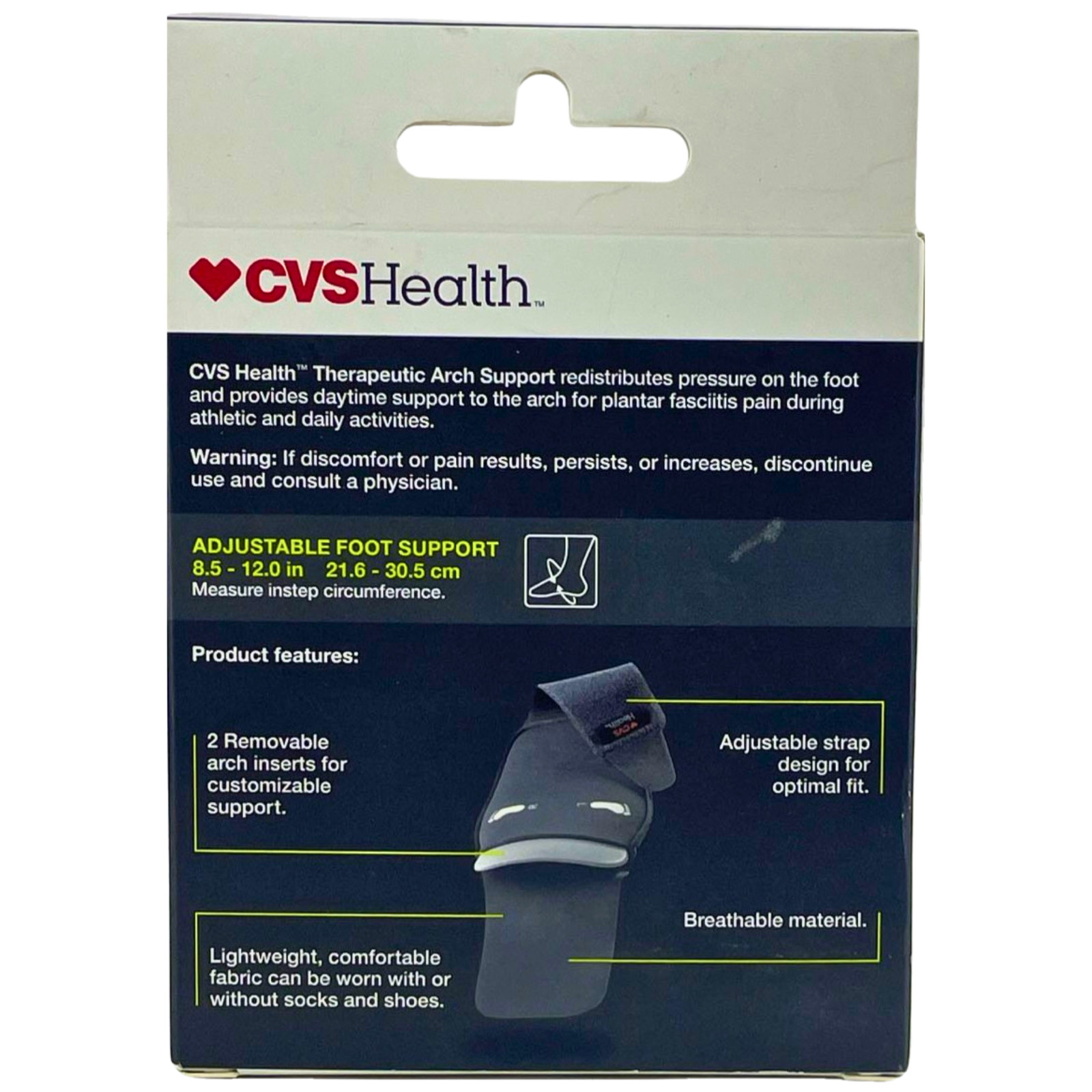 CVS Health Therapeutic Arch Support Plantar Fasciitis Removable Inserts One Size