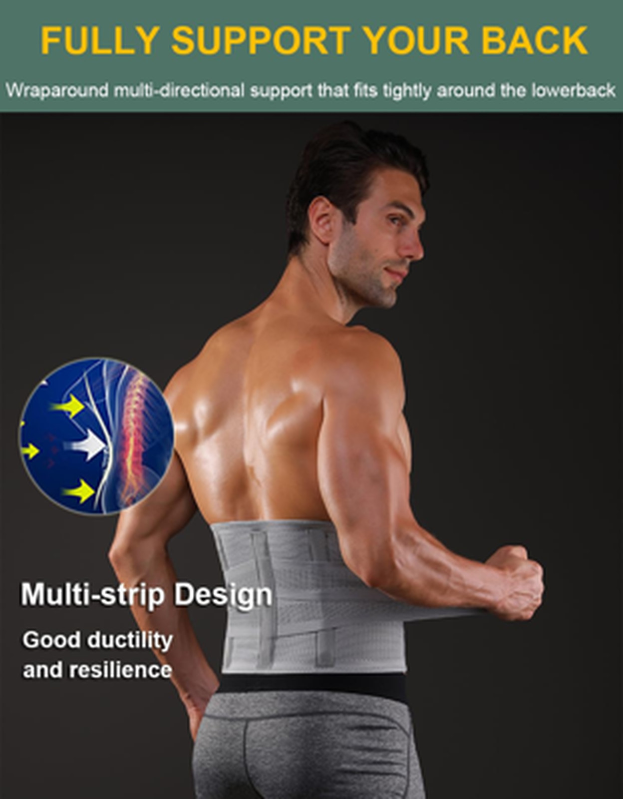 Back Support Brace for Lower Back Pain Men Women Elastic Waist Belt Sciatica