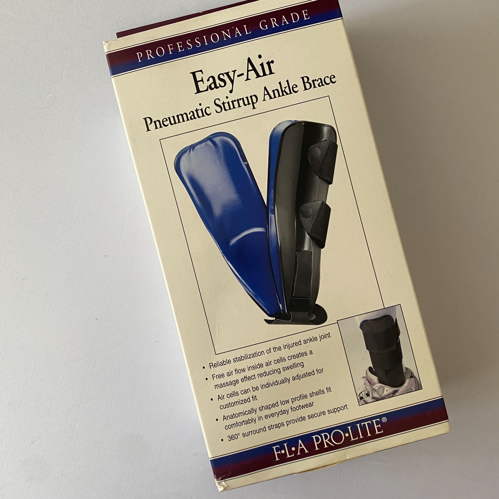 New FLA Pro Lite Easy Air Pneumatic Stirrup Ankle Brace Right Standard
