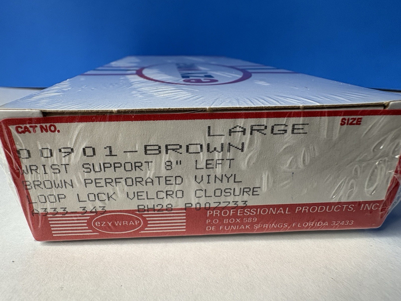 Ezy Wrap Vinyl Wrist Support 8″ Left Hand Brown Size LARGE Carpal Tunnel NEW FS