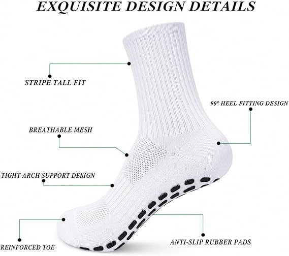 Set 6pair Calcetines Medias Antideslizantes Para Futbol Yoga Ejercicio Hombre Mu