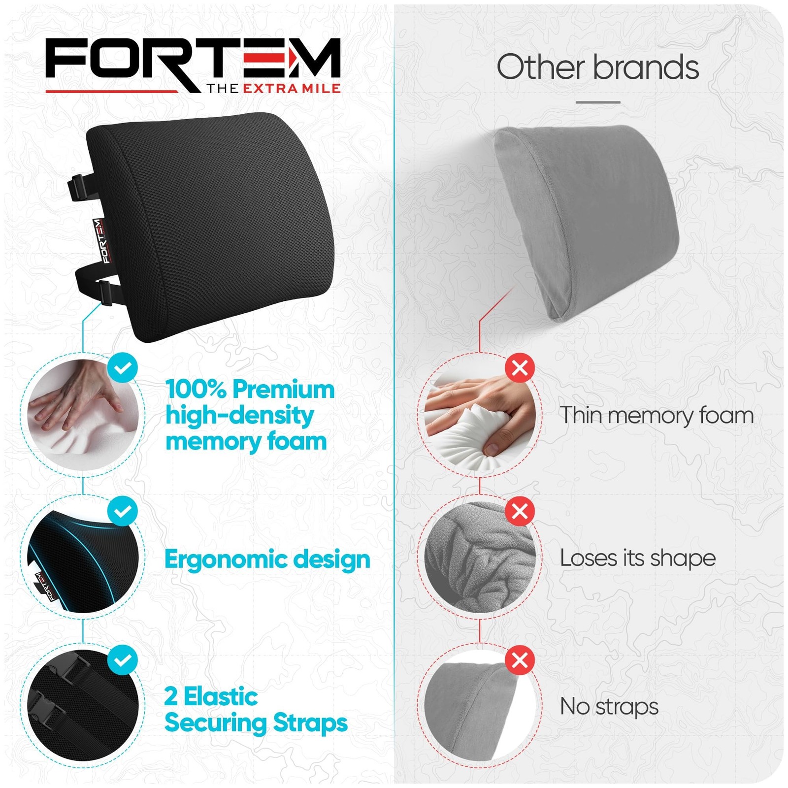 FORTEM Lumbar Support Pillow for Office Chair, Lumbar Support Pillow for Car,…
