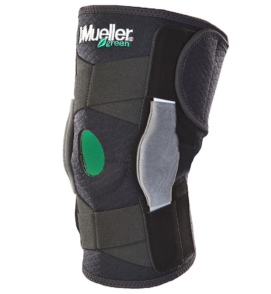 Mueller Adjustable Hinged Wraparound Knee Brace Green Line # 86455 OSFM