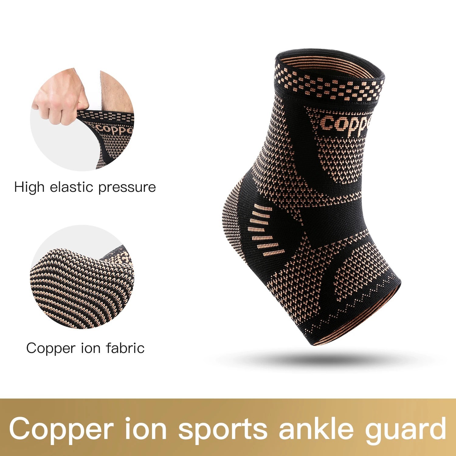 Copper Ankle Support Brace Compression Sleeve Socks Elastic Foot Pain Relief