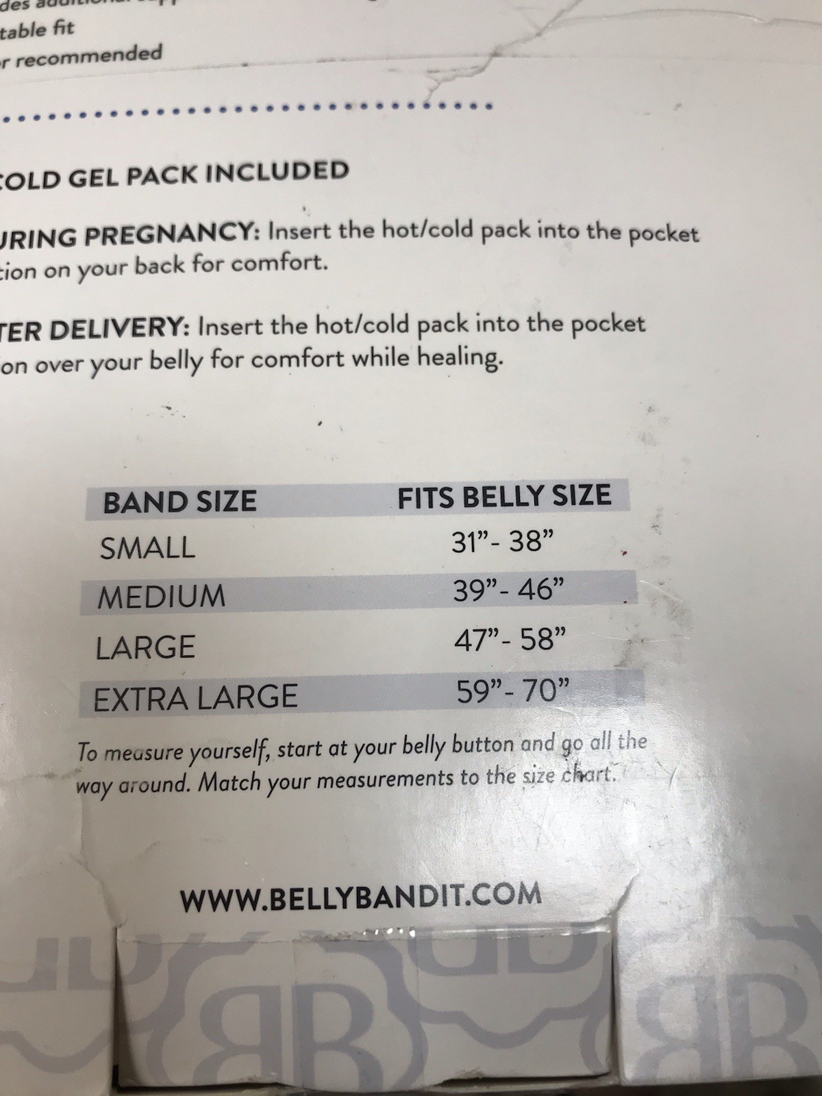 Belly & Back Maternity Support Belt ” Opened Box Missing a Gel Pack” Size L