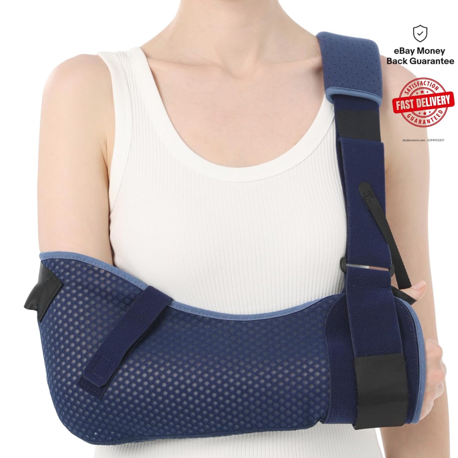 Adjustable and Comfortable Arm Sling for Rotator Cuff & Elbow Post-Surgery, Blue