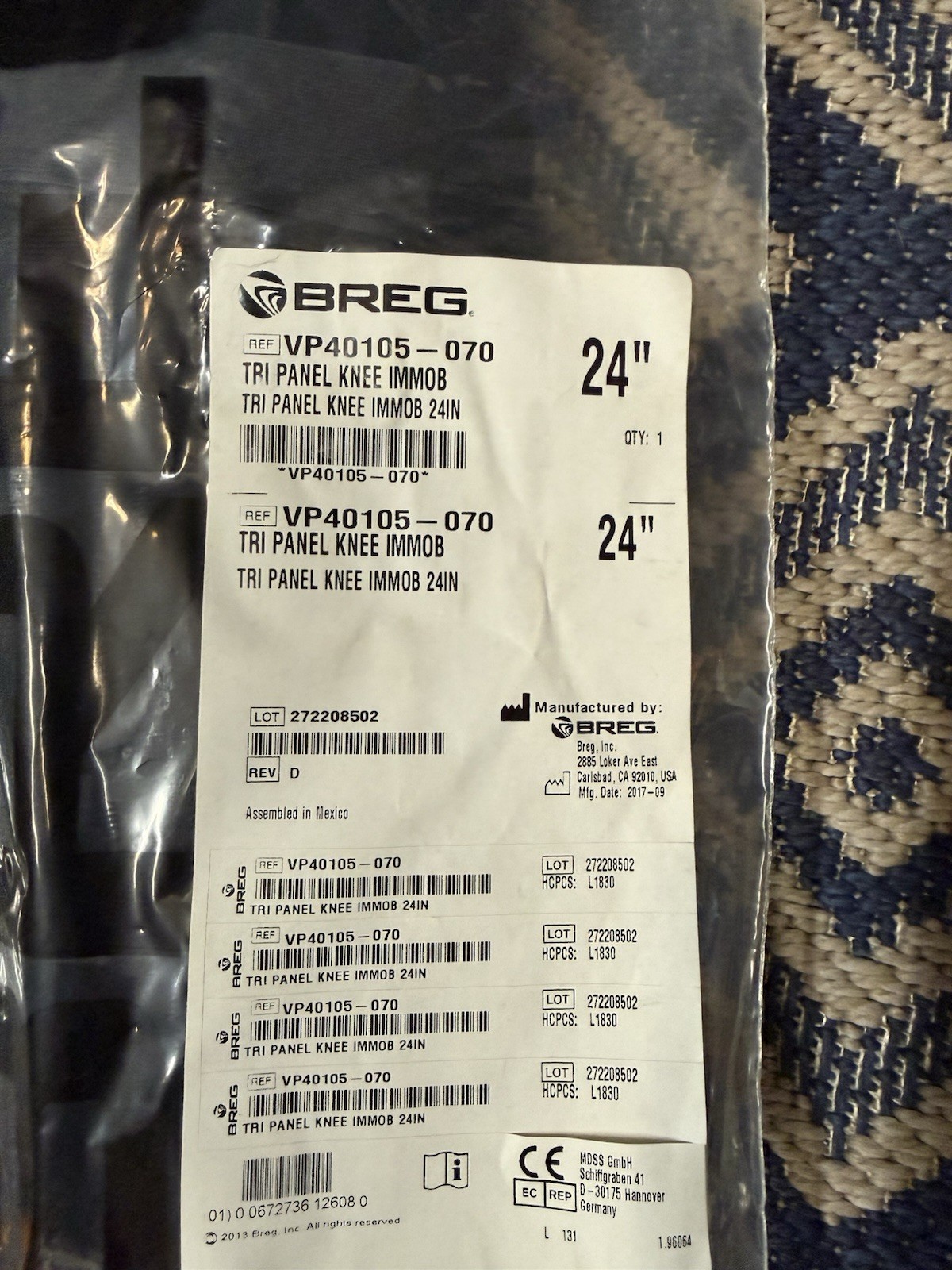 Breg Tri-Panel Knee Immobilizer Unisex 24”