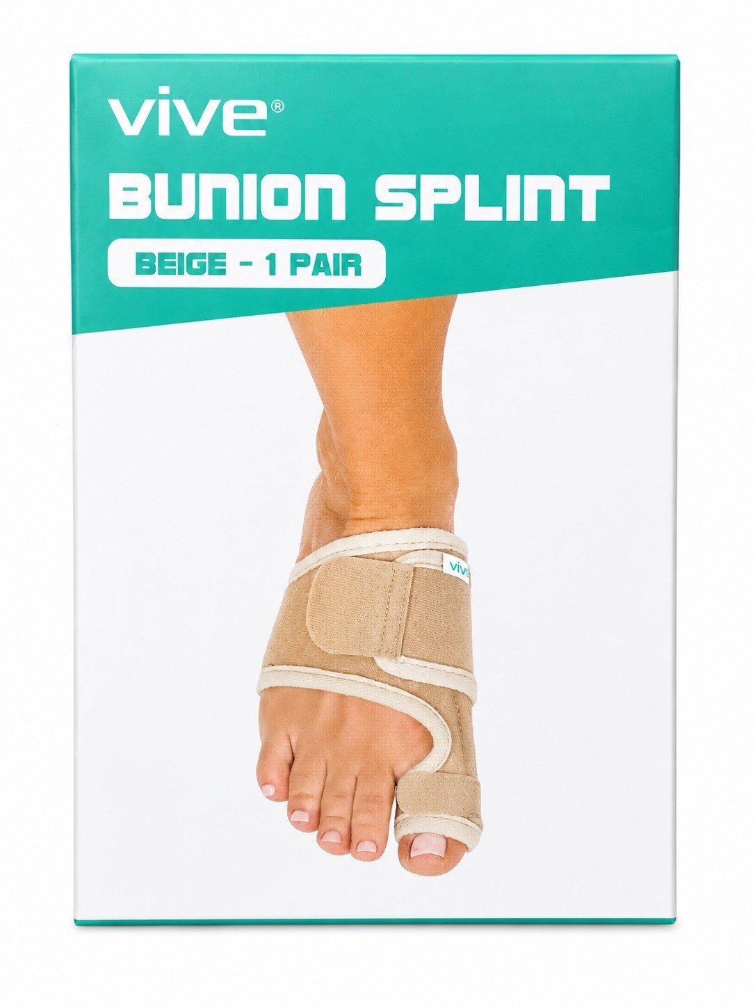 Vive Bunion Splint Adjustable Foot Support, Beige, 1 Pair