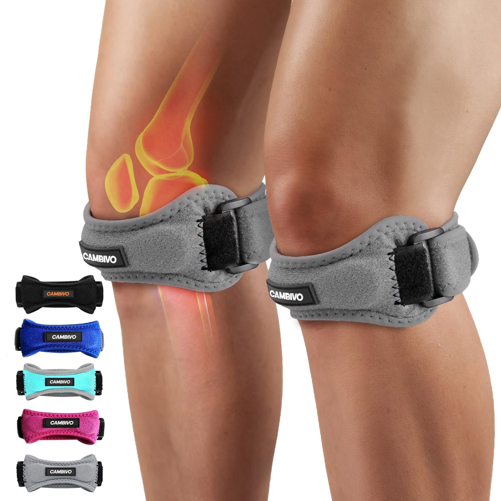 Knee Strap 2 Pack Patella Support Brace Pain Relief Runner Jumper’s Tendonitis V
