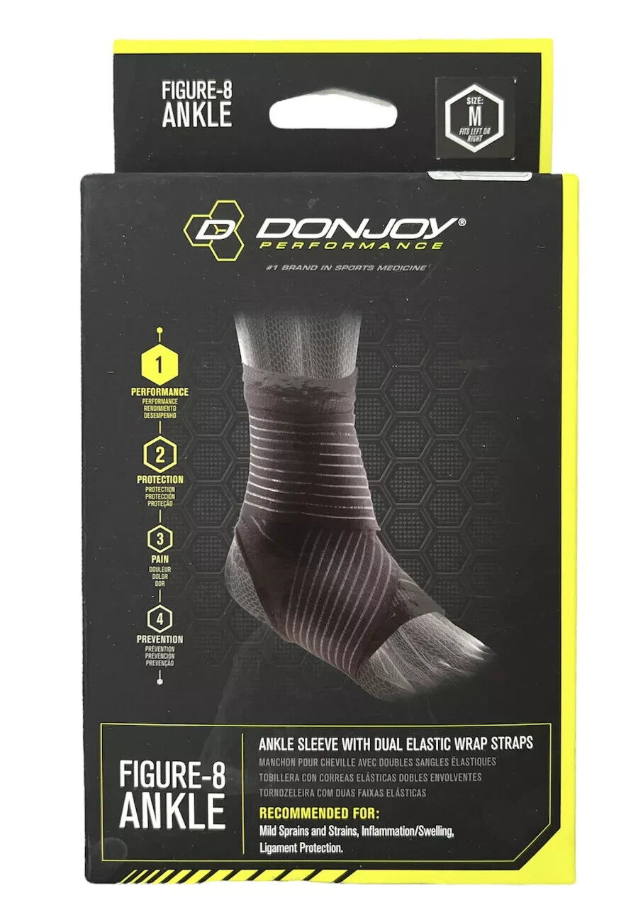 DONJOY Figure 8 Ankle Sleeve, Running Walking Hiking Yoga Tennis Med & Large