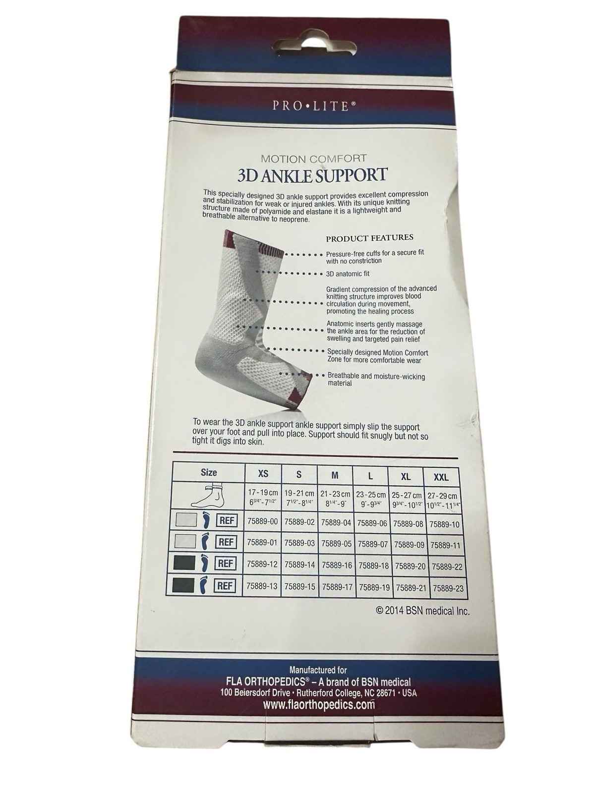 FLA Pro-Lite Ankle Support Knitted Pull On Gray Black Insert Compression Brace