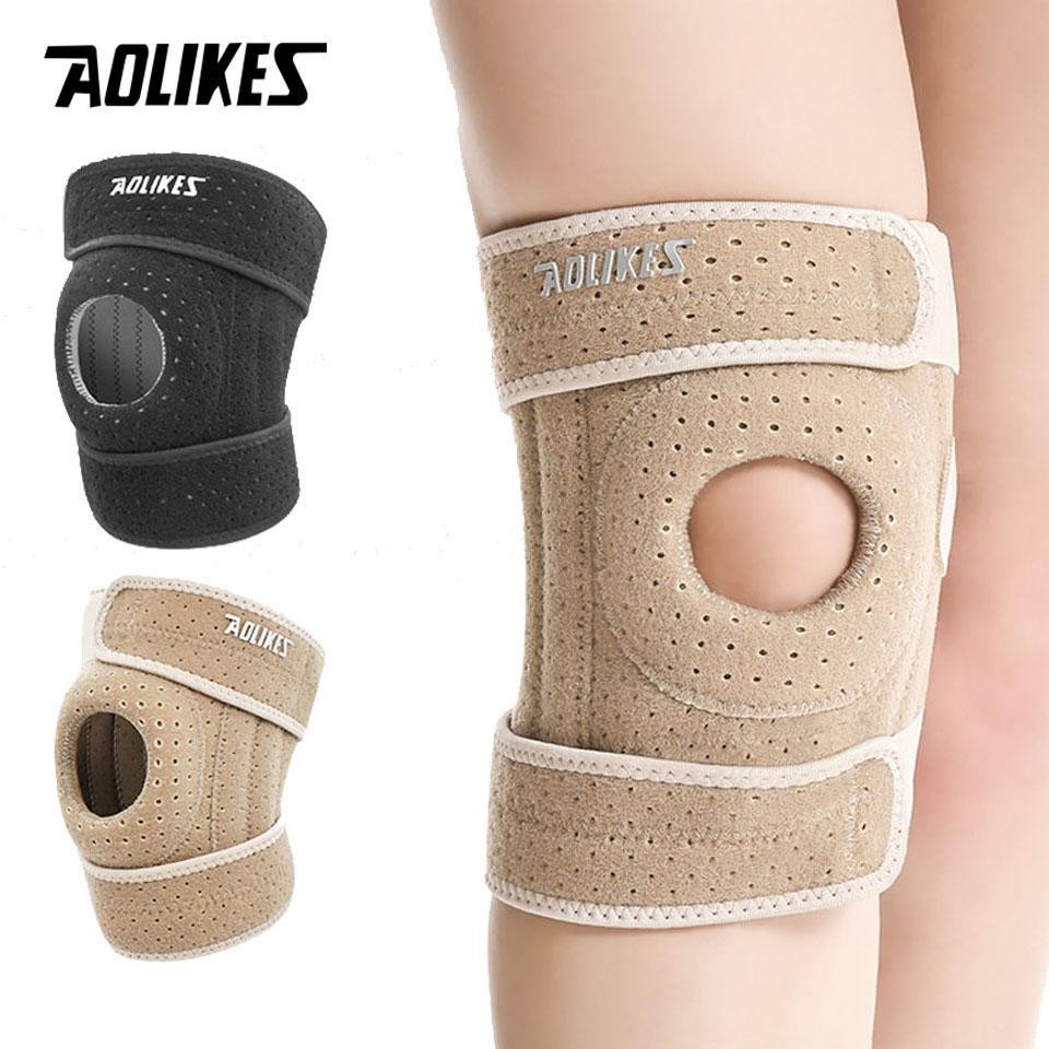 Aolikes 1pcs Breathable Four Spring Knee Support Brace Kneepad Adjustable Patell