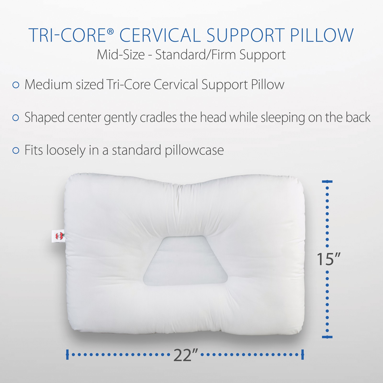 Tri-Core Cervical Neck Shoulder Support Pillow Midsize Firm, Travel Core Combo