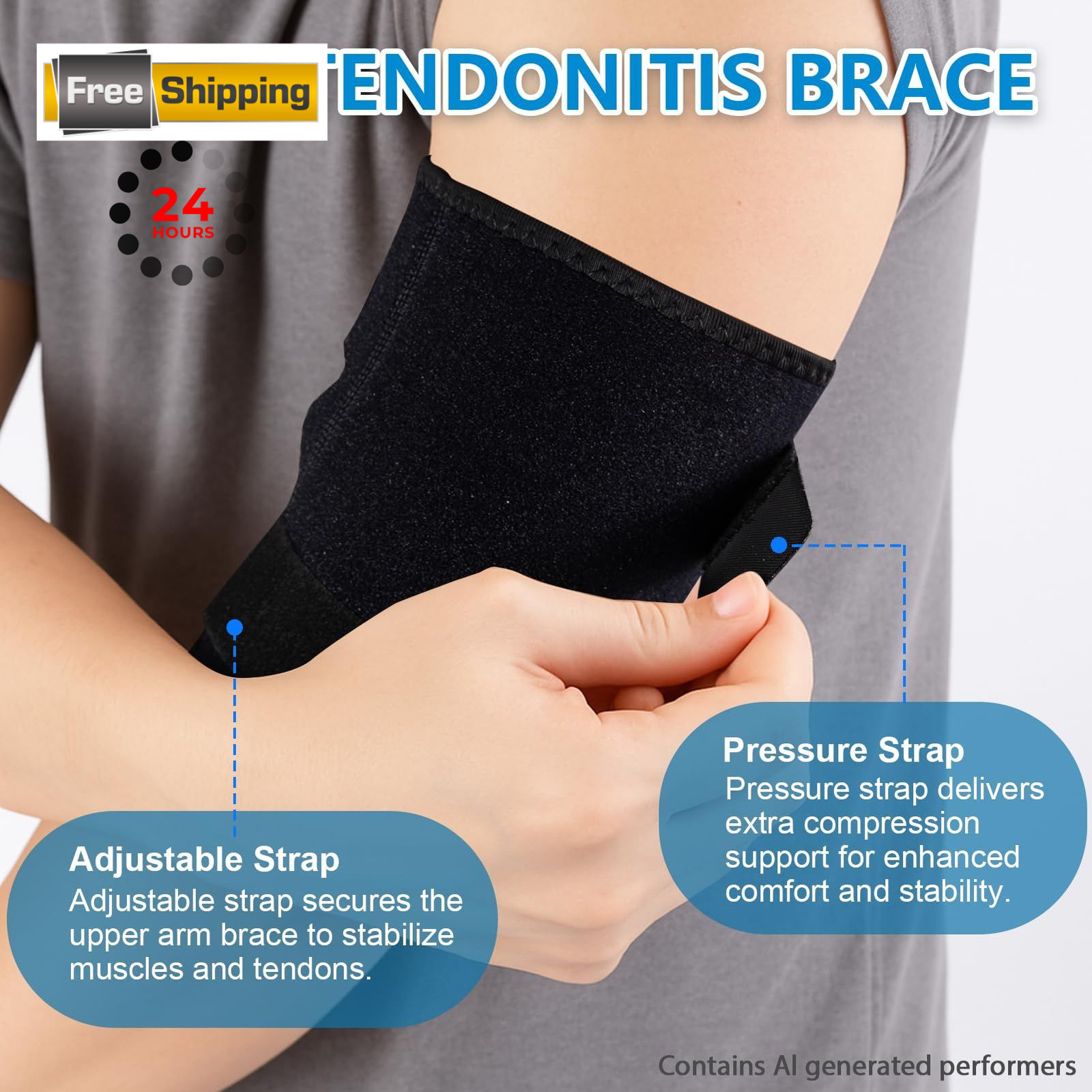 YCYuShen 1 PCS Bicep Tendonitis Brace, Compression Sleeve Small, Black