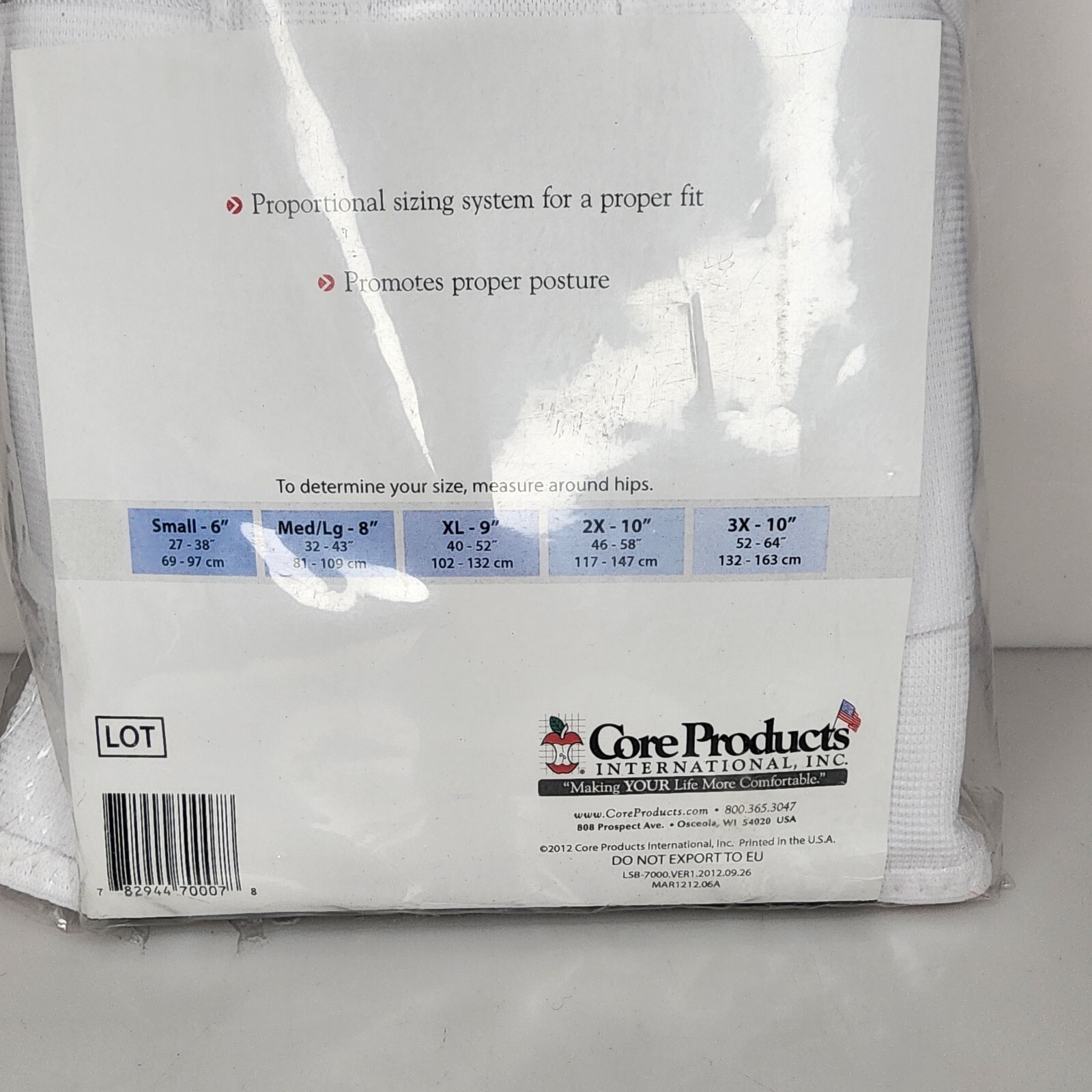 3XL – Core Products Corfit Lumbosacral Spinal Back Support Compression Ease Pain