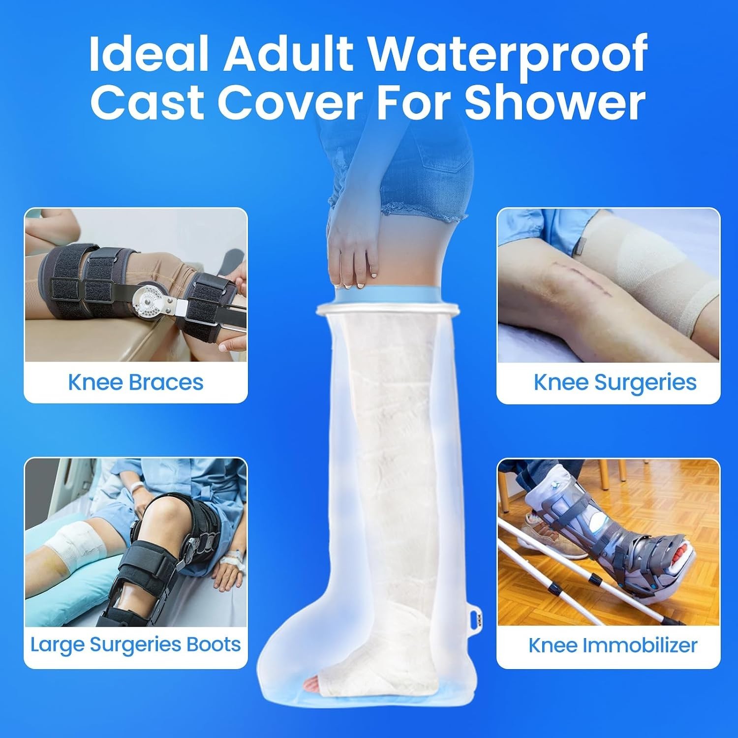 Upgraded Extra Long Leg Cast Cover – Perfect for Showering with Safety Features