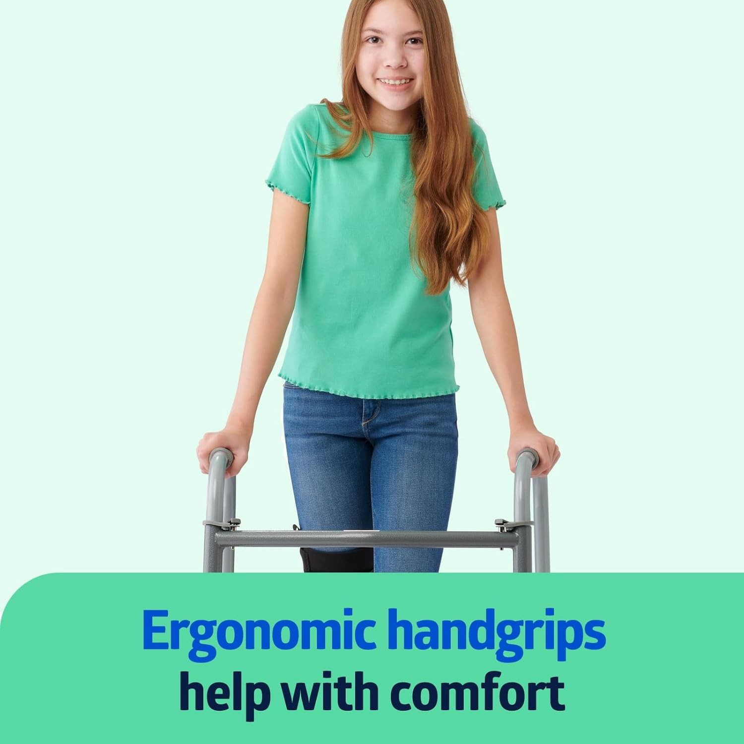 Two-Button Patient Therapy Folding Walker for Patients 46 to 55 in Height