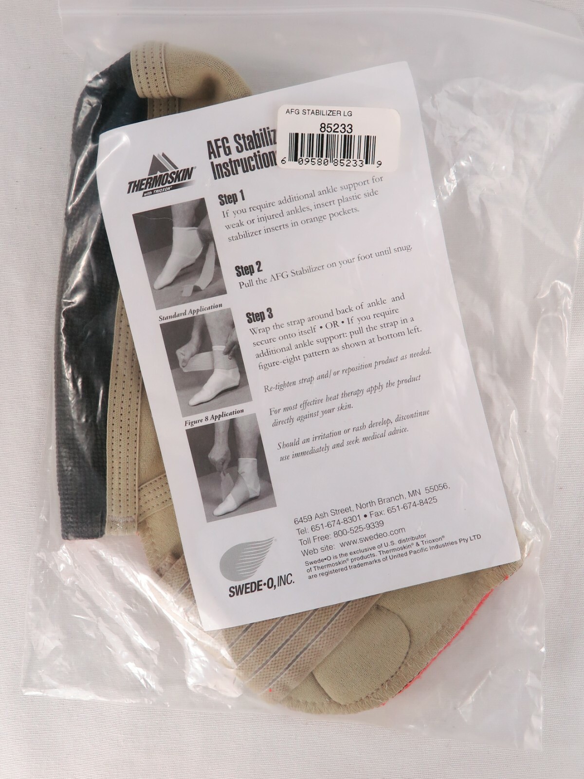 Thermoskin Ankle Brace Support AFG Stabilizer, Large, Fits Left or Right Foot