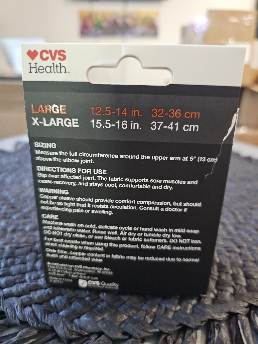 CVS Health Copper Compression Sleeve 88% Copper Fiber Elbow 1 Large Sleeve