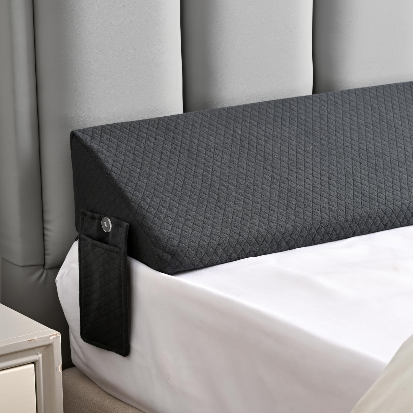 MIDLADE King Bed Wedge Pillow for Headboard Mattress Long King, Grey