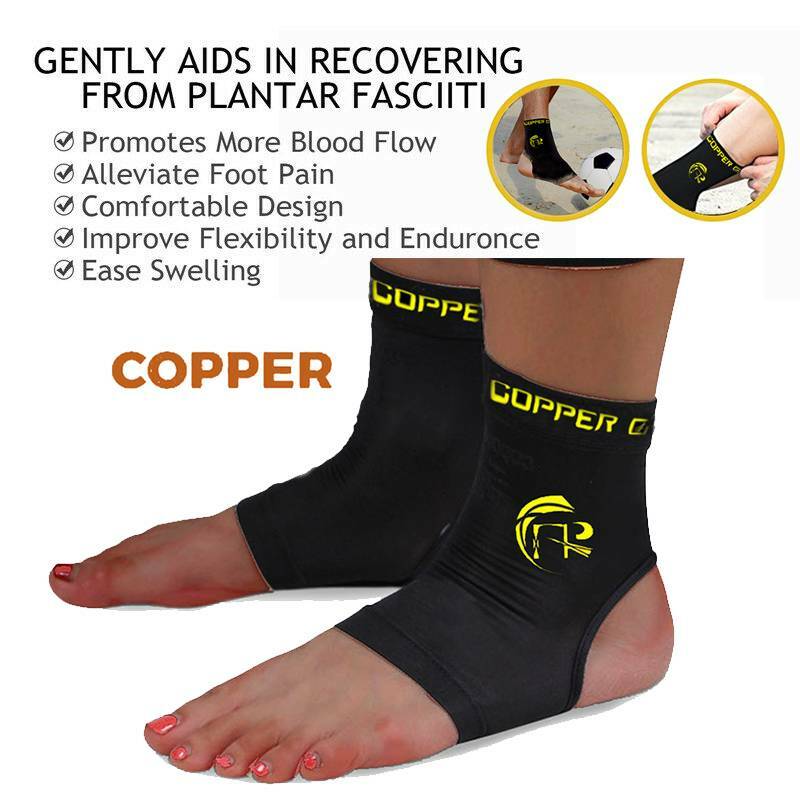 Ankle Support Brace Copper Compression Sleeve Joint Planter Fasciitis Gym Sports