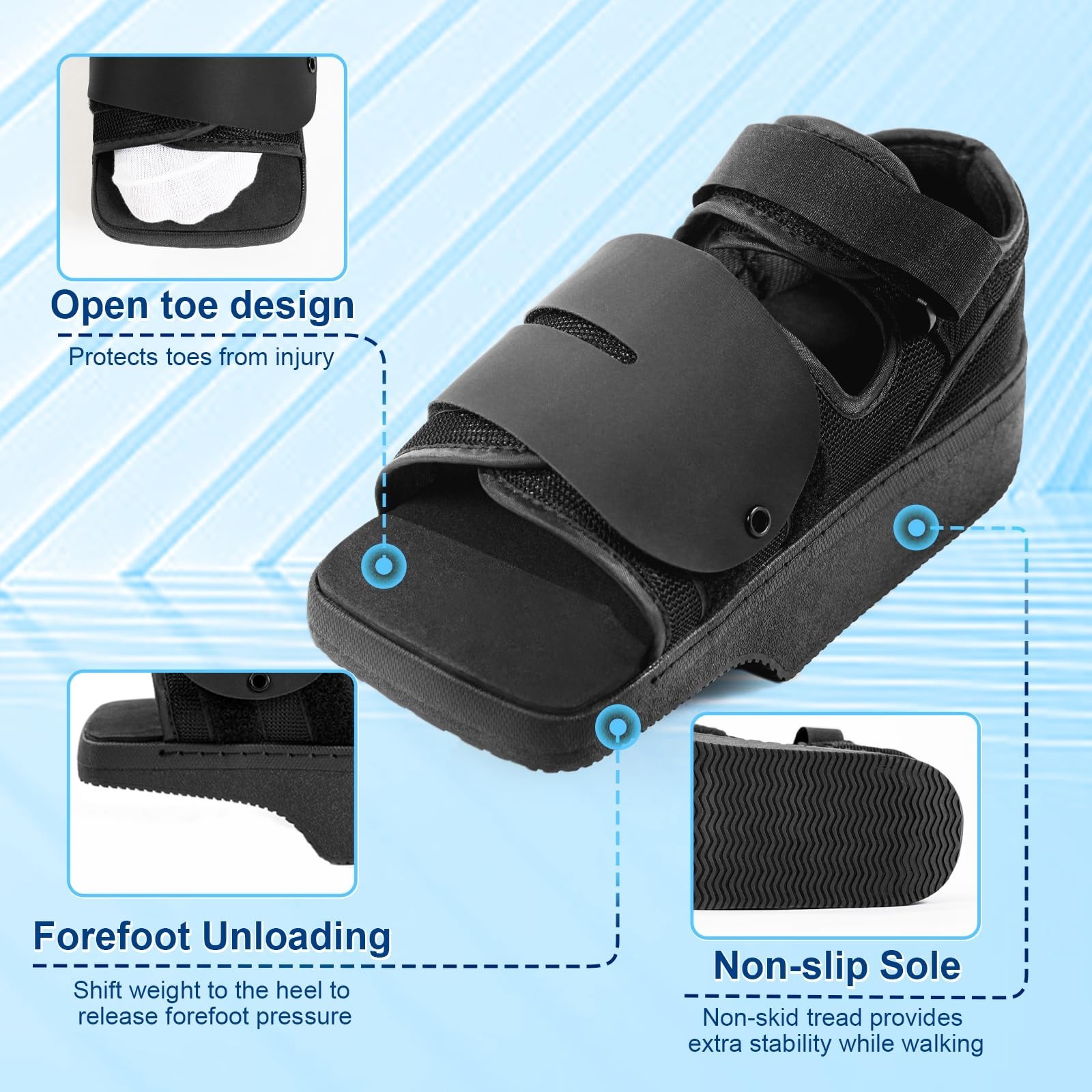 Post Op Offloading Wedge Shoe for Broken Toe, Bunion, Hammer Toe, Diabetic Foot
