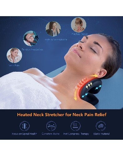 Neck Stretcher for Neck Pain Relief, Heated Cervical Traction Device Pillow