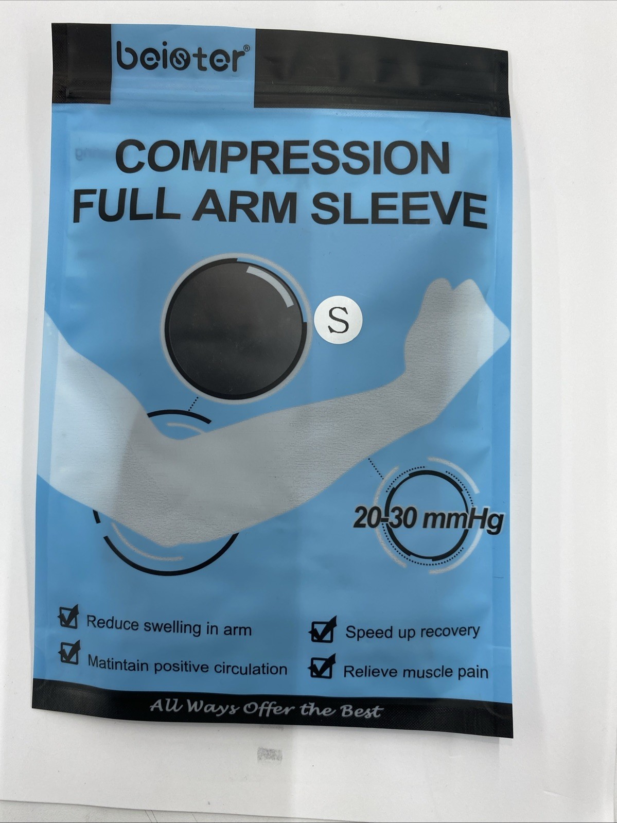 Boistor Full Arm Sleeve Compression Size Small Black New
