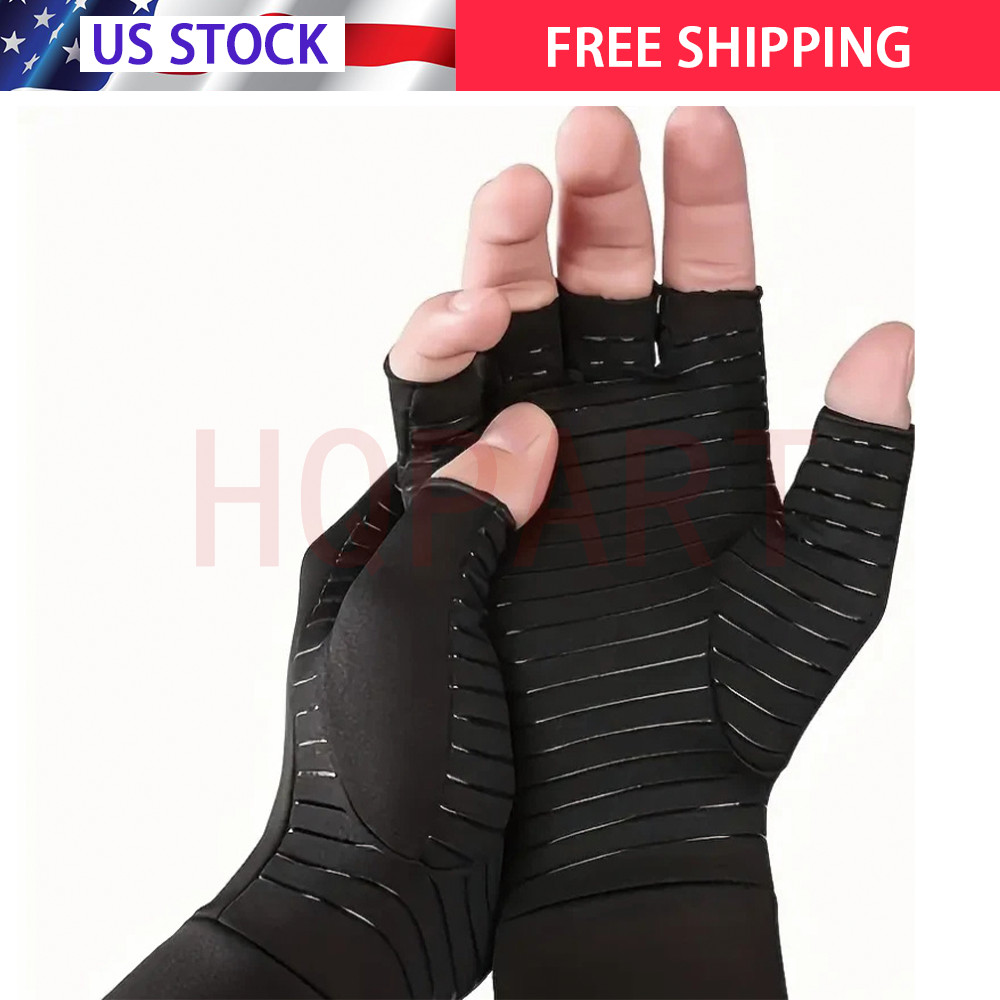 Black Copper Arthritis Compression Gloves Hand Support Pain Relief Joint Self