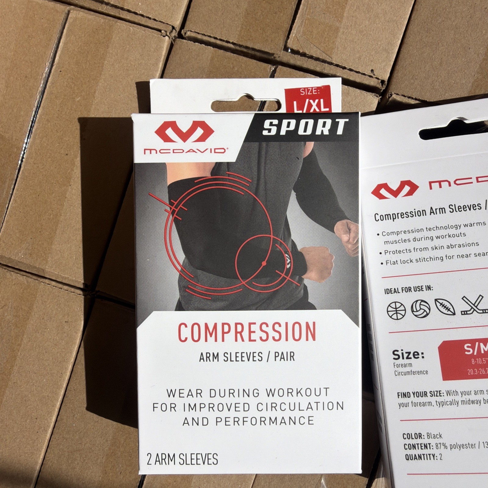 BOGO ! Compression Arm Sleeves Sports Support Brace Shin Wear WorkOut L/XL Pair