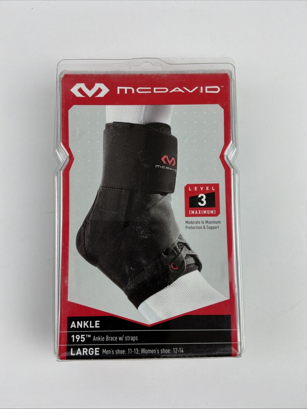 McDavid 195 Ankle Brace W/straps Level 3 Maximum Size L Women 12-14 Mens 11-13