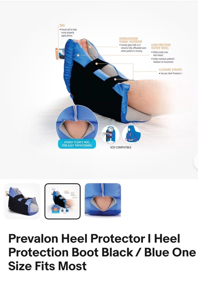 2 Prevalon Heel Protector Boots One Size Fits Most Black/Blue,