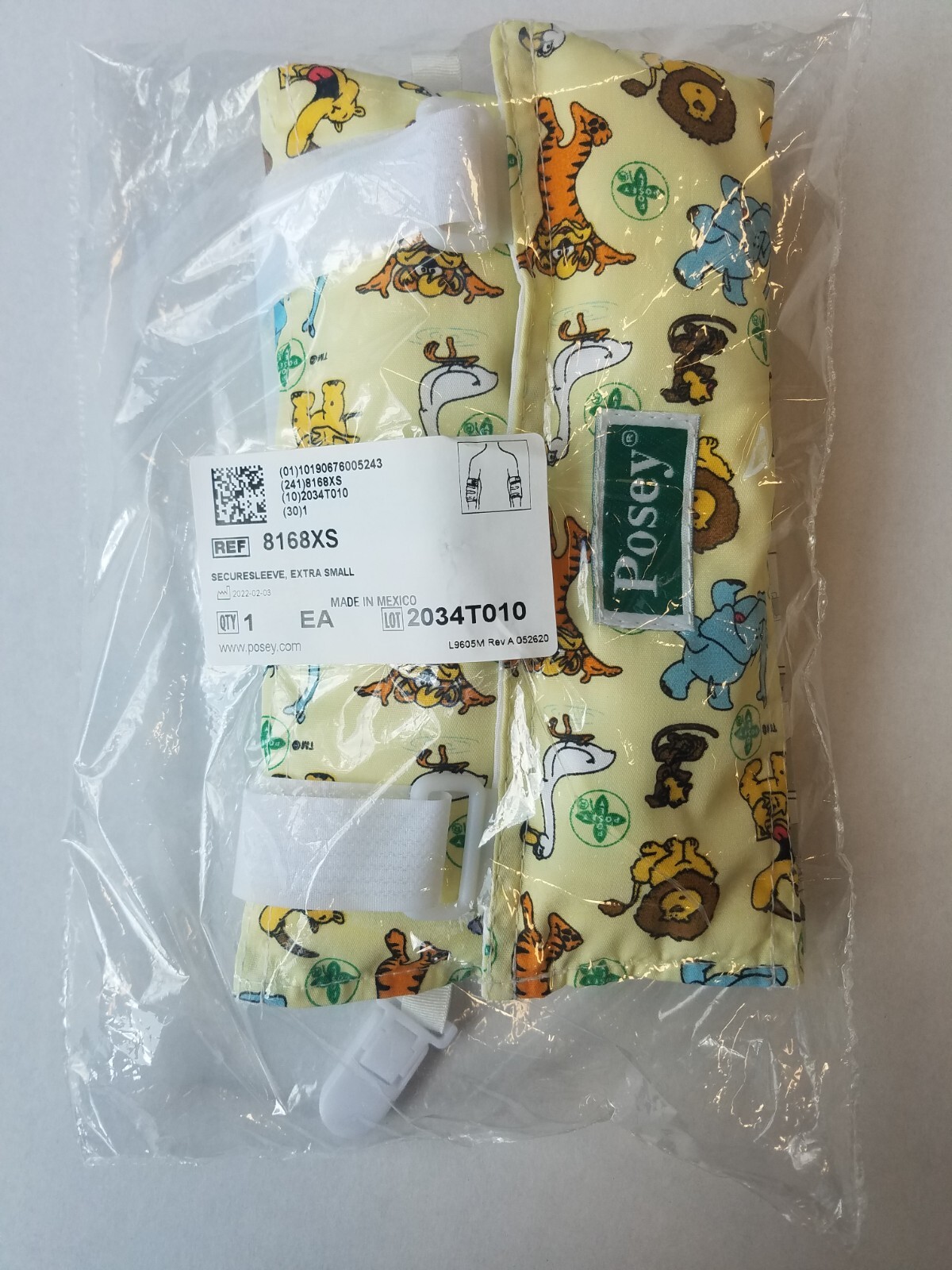 *1-Piece* Posey SecureSleeve Arm Splint Hook-&-loop strap closure X-Small 8168XS