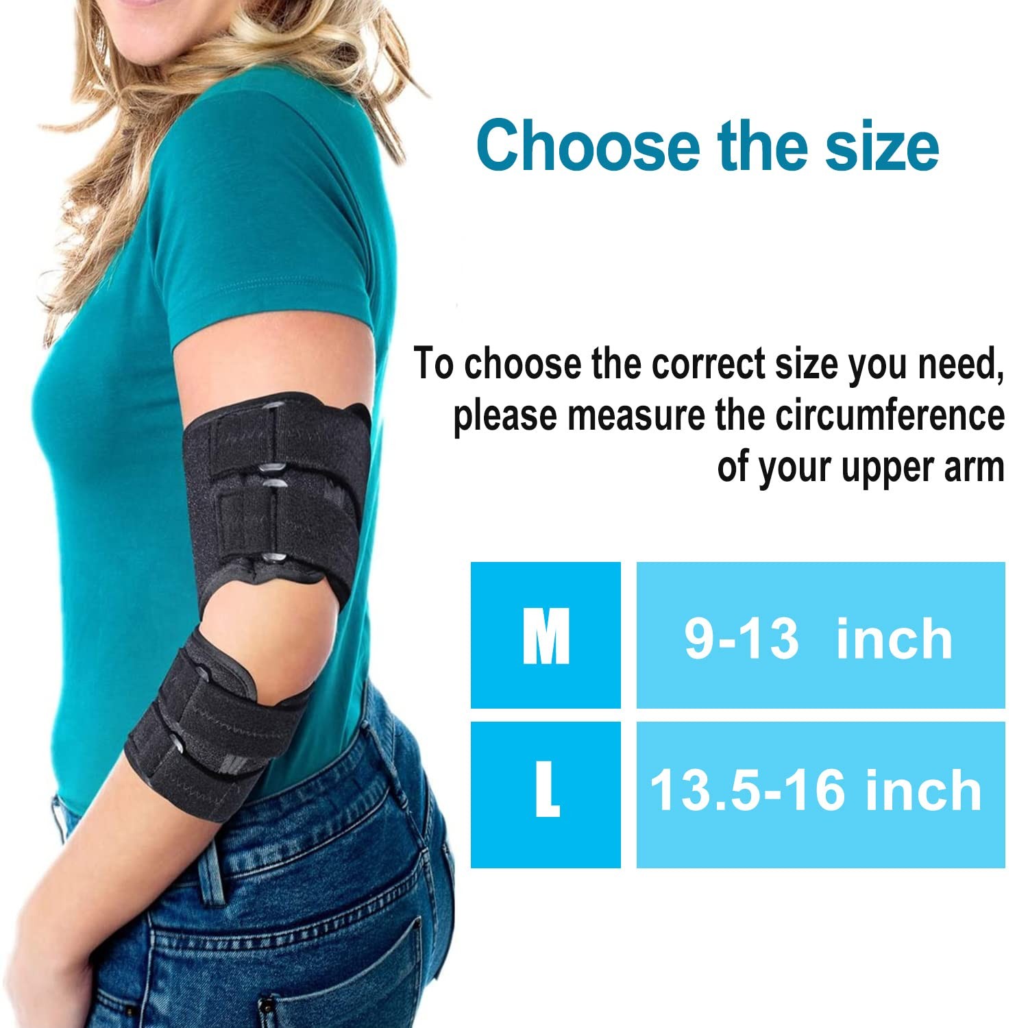 Elbow Brace Support Splint for Cubital Tunnel Syndrome and Large, Black