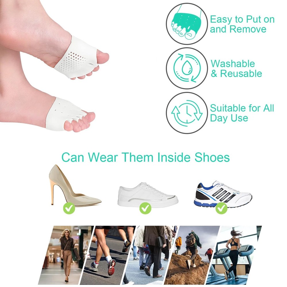 1 Pairs Silicone Toe Separators Metatarsal Gel Pads Ball of Foot Cushions