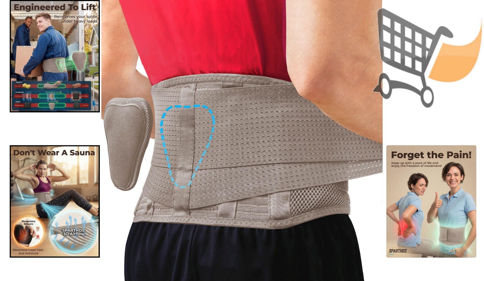 Lower Back Pain Relief Brace Nylon Polyester Adjustable Lumbar Support
