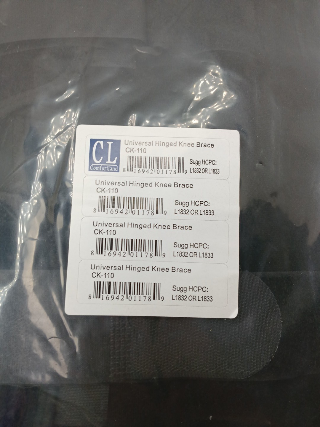 Comfortland CK-110 Universal Hinged Knee Brace NEW Black