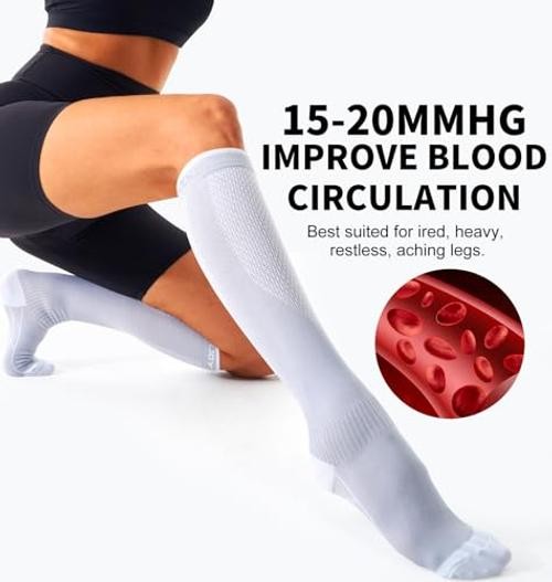 Compression Socks for Women & Men (3 pairs) – Small-Medium 04 Black/White/Nude